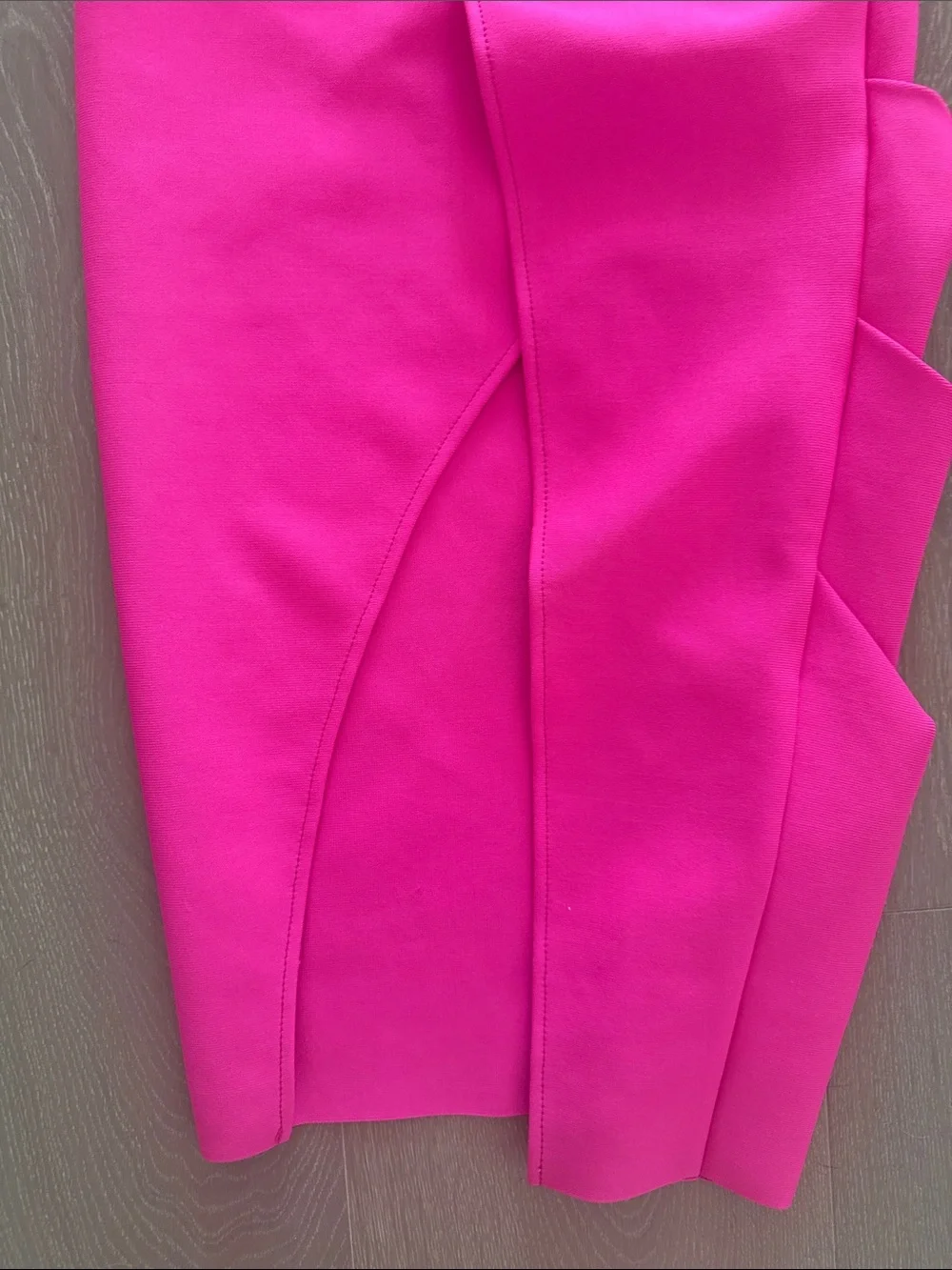 Hot Pink Sculpted Midi Dress with Bow Detail